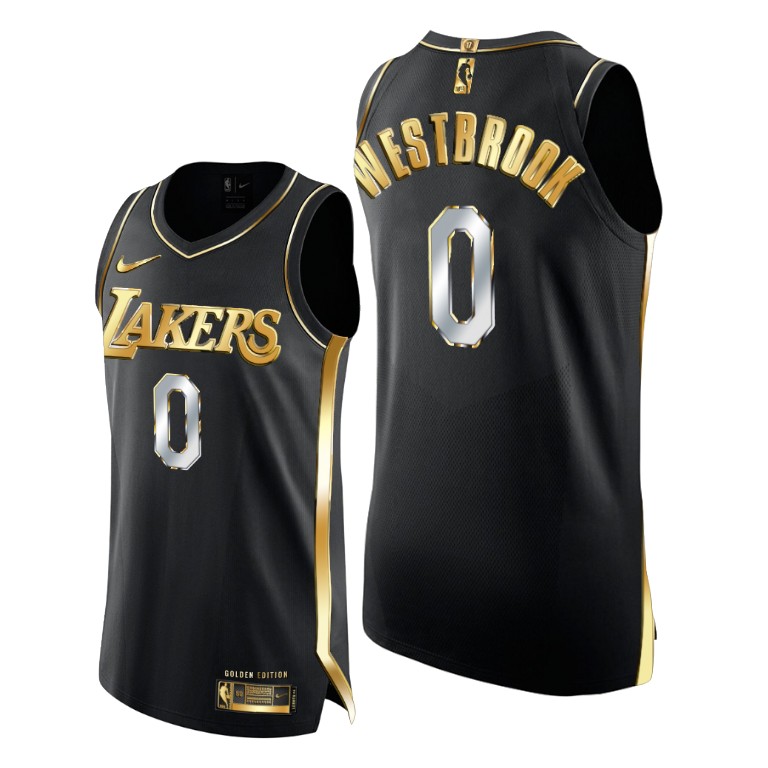 Men's Los Angeles Lakers Russell Westbrook #0 NBA Golden Edition Black Basketball Jersey JDV3083FA